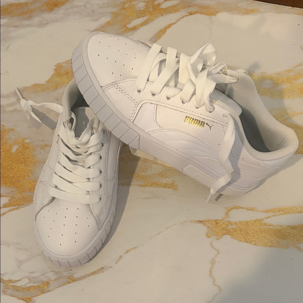 Puma White and Gold Women's Sneakers